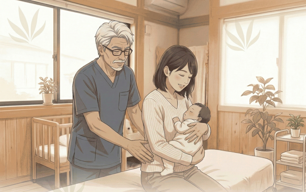 撫でるような優しい施術で、産後のママの体を整えます。